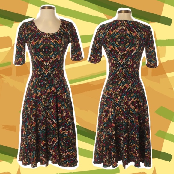LulaRoe Dress Boho Aztec Nicole Skater Size L - Picture 1 of 7